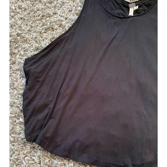 8- FREE PEOPLE black SLEEVELESS DROPPED ARMHOLE LITTLE ROCK TANK TOP sz L - Picture 5 of 6
